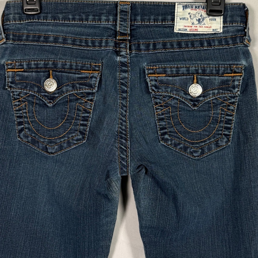 True Religion Legging w/ Flaps Dark Wash Skinny Jeans Low Rise Womens 28 - Picture 1 of 14